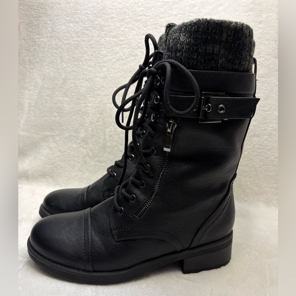 Dream Pairs Black Military Style Combat Boots Size 8.5 - Picture 2 of 11